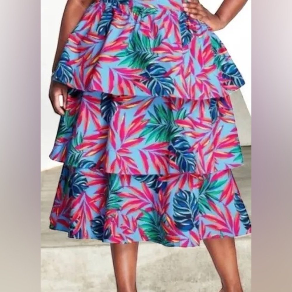 Tabitha Brown x Target Tropical Print Tiered Midi Skirt EUC - Picture 3 of 5